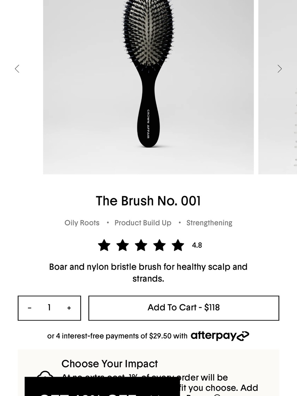 Crown Affair The Brush No. 001 - Black Boar & Nylon Hair Brush